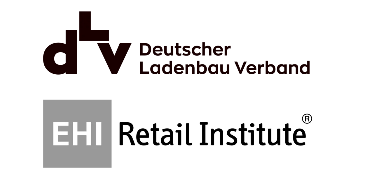 Logos der Mitgliedschaften im Deutschen Ladenbau Verband (DLV) und im EHI Retail Institute.