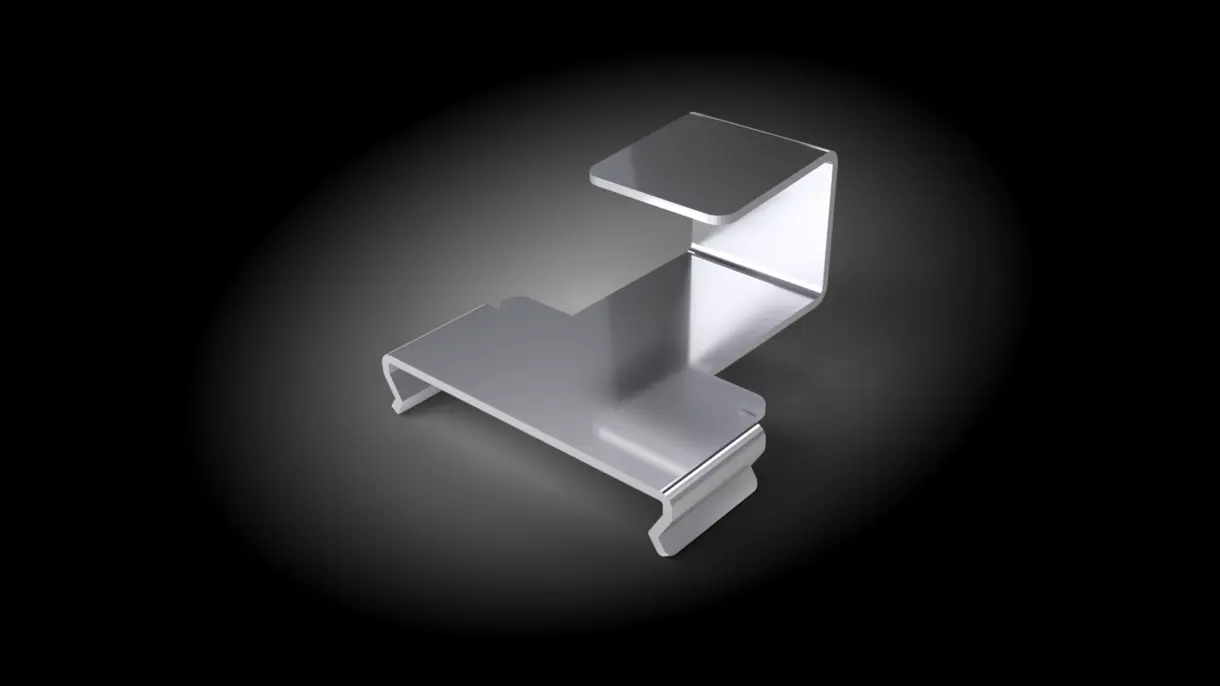 Ansteckbarer Clip zur Befestigung der LED-Lichtleiste CALLU an Glasfachböden – elegante Montage von DWD Concepts